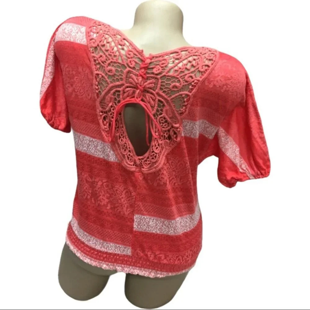 WS225 Live to b Spoiled Embroidered Sheer Top S - Picture 3 of 5